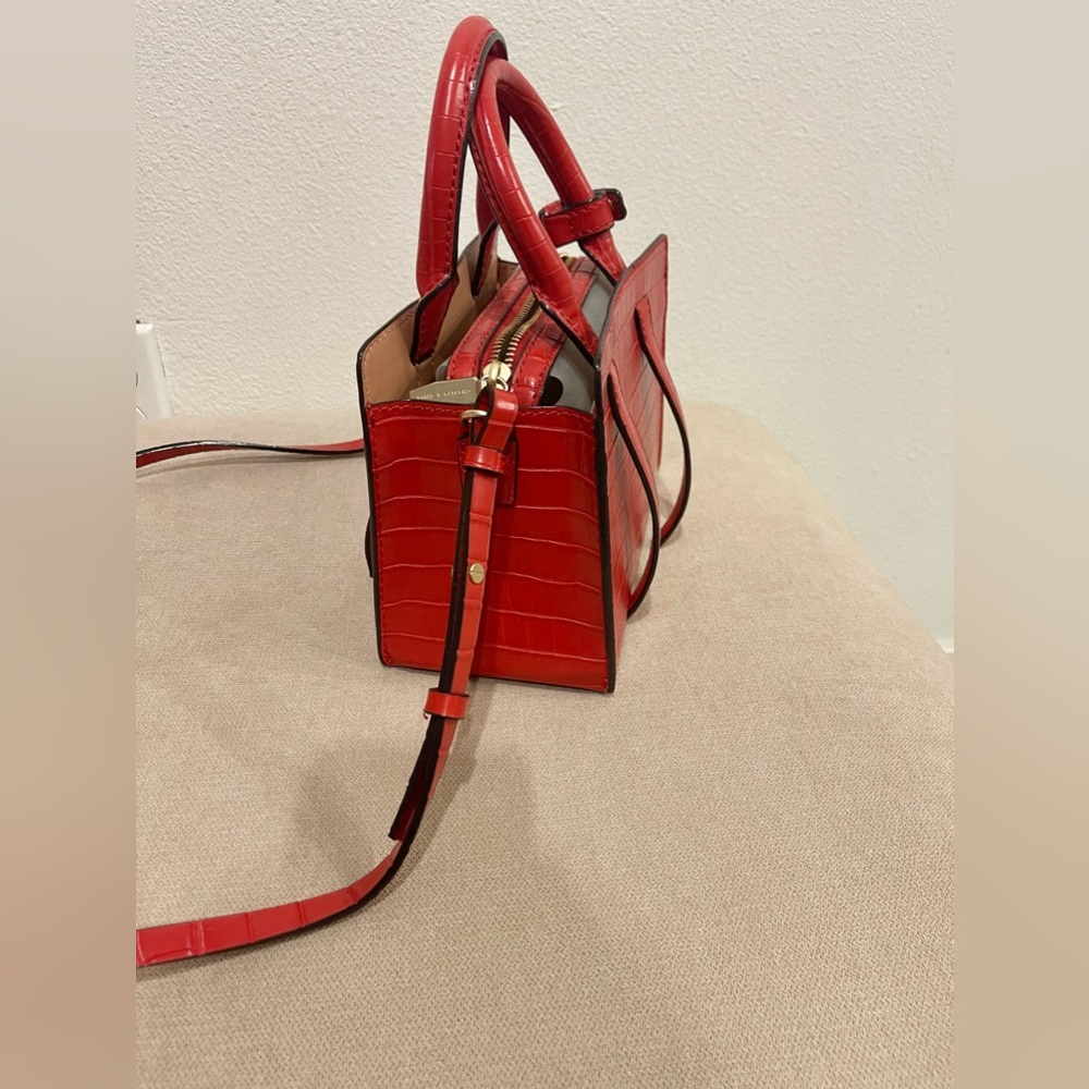 Charles & Keith Red Top Handle Bag | Croc-embossing | Never Used - Picture 6 of 6